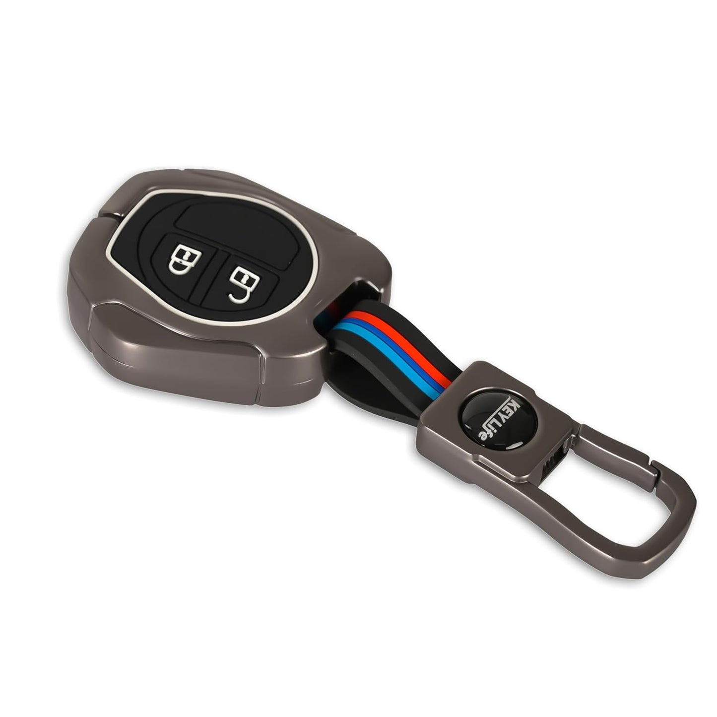 KEY LIFE Metal Alloy Car Key Cover With Holder & Rope Chain Fit For Maruti Suzuki (Black)