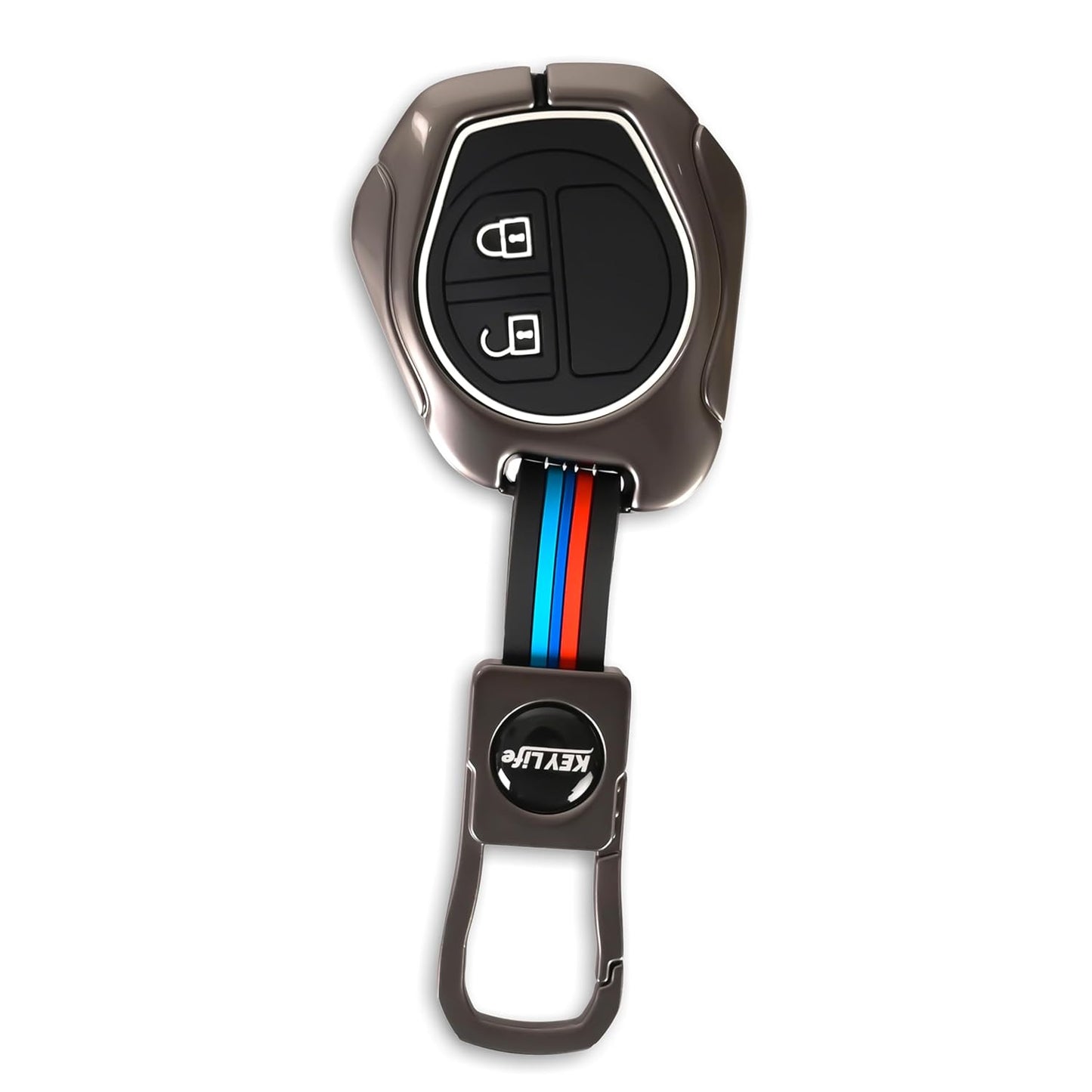 KEY LIFE Metal Alloy Car Key Cover With Holder & Rope Chain Fit For Maruti Suzuki (Black)