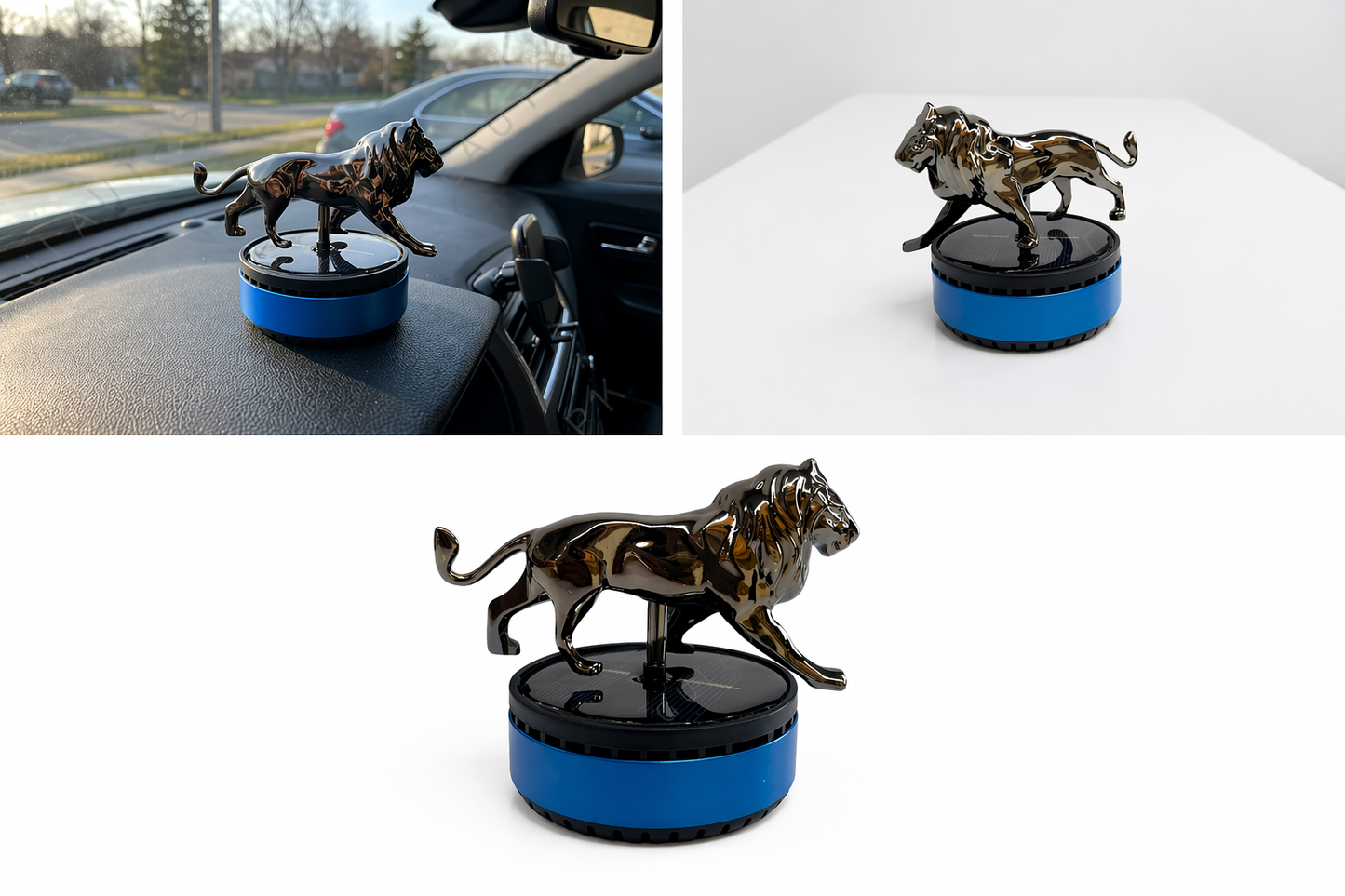 Solar Powered Rotating Lion Ocean Car Air Freshener – Long Lasting Fragrance